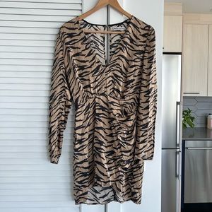 Reformation toro silk animal print dress long sleeve